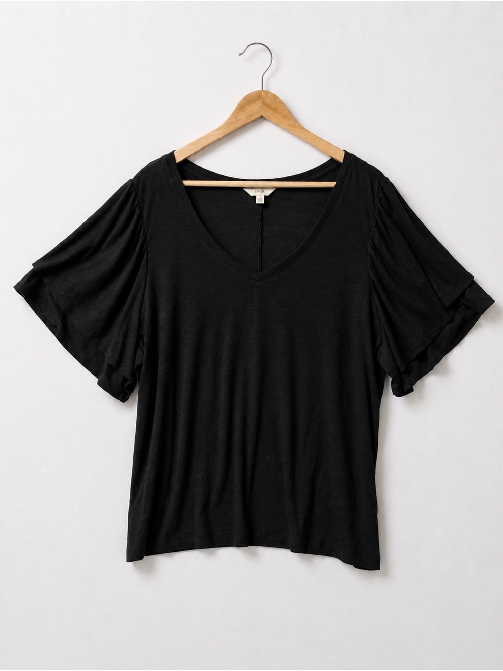 Terra & Sky Women’s Charcoal Gray V-Neck Flutter Ruffle Sleeve Blouse 2X